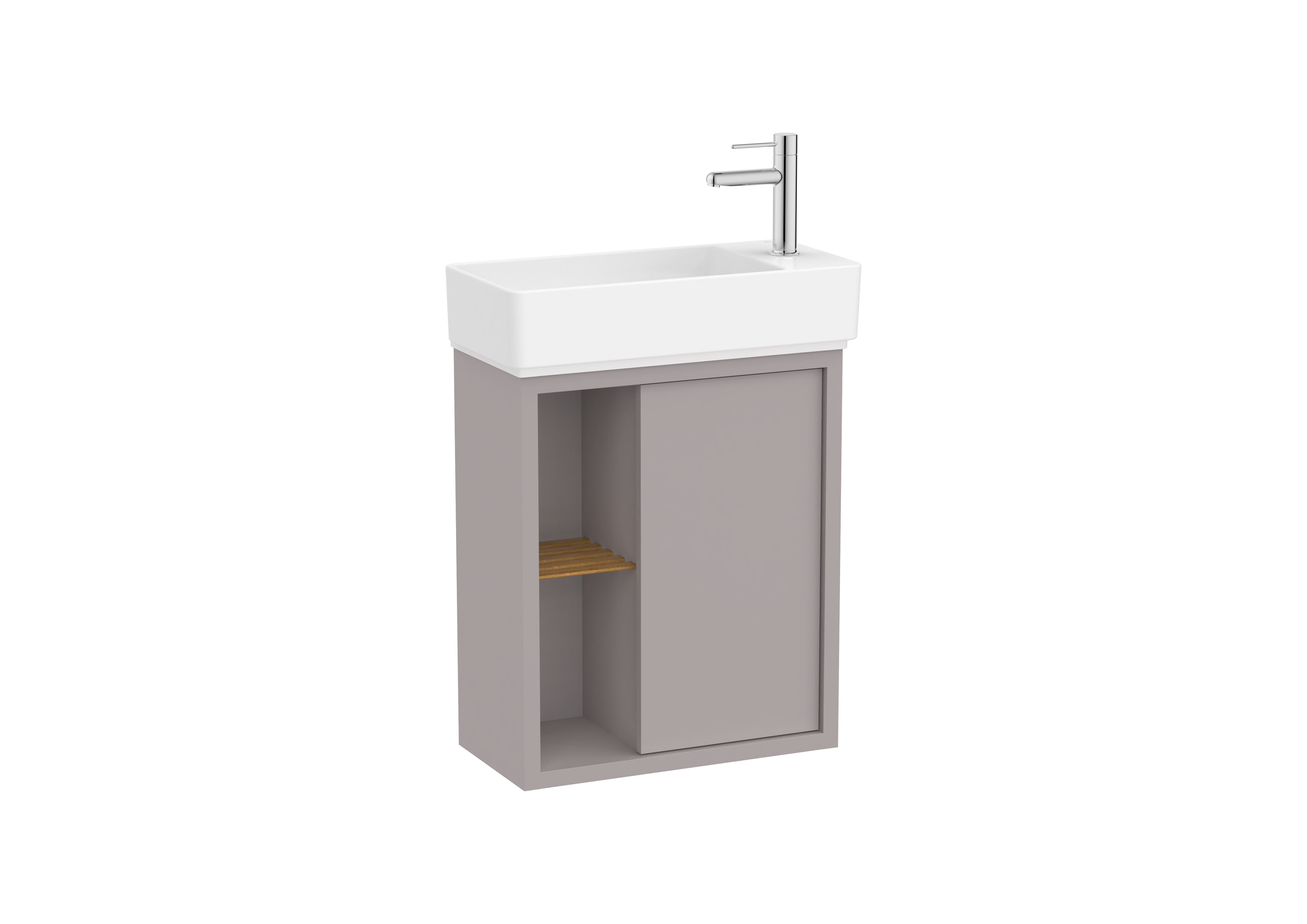 Roca Dulap cu lavoar roca tura, suspendat, 55 x 27.5 x 60 cm, usa/raft, mat, gri deschis, a852022559