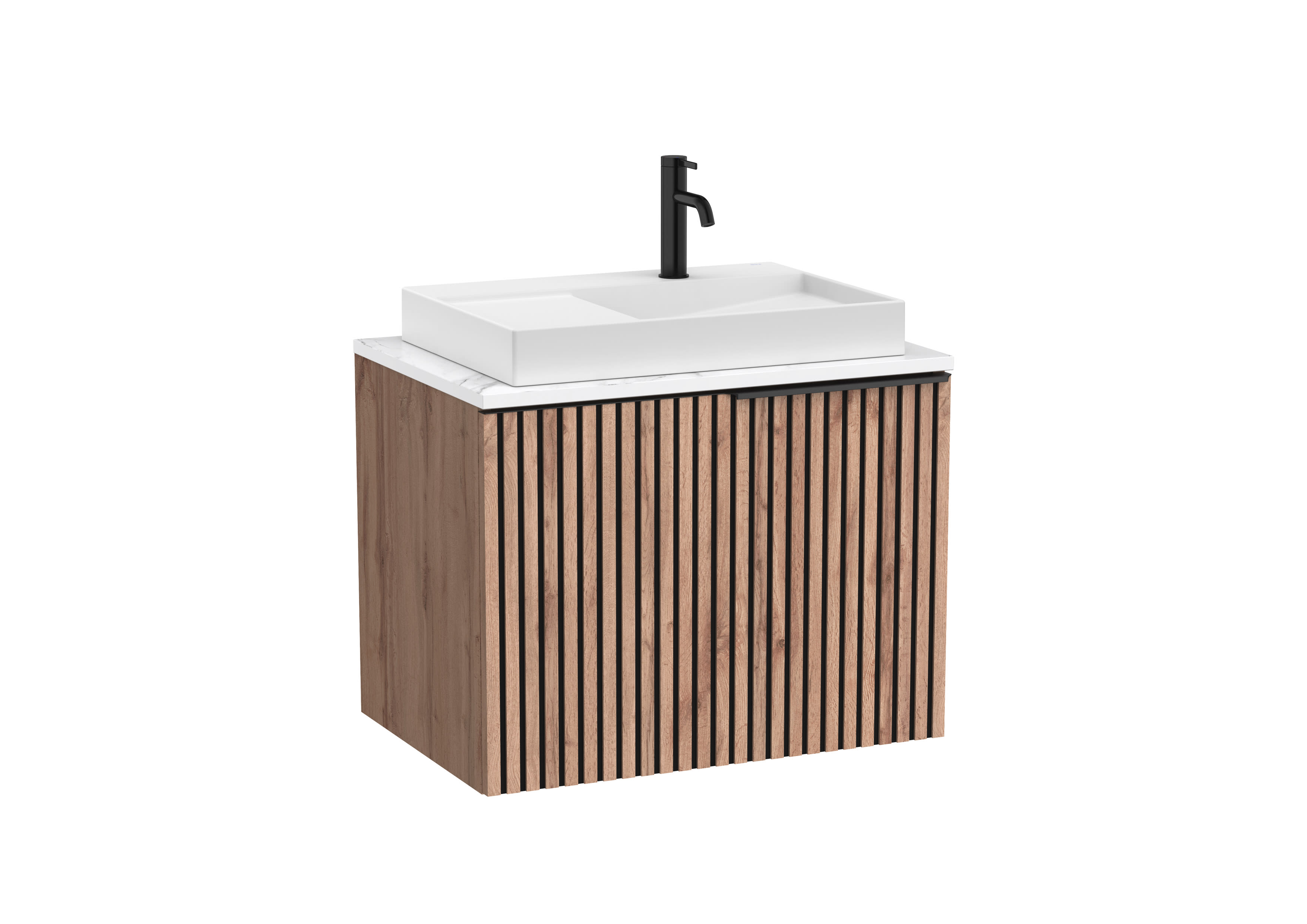 Roca Dulap cu lavoar si blat roca horizon, suspendat, 72 x 50 x 56 cm, sertar, blat compozit, mat, maro nuc/alb, a851948554