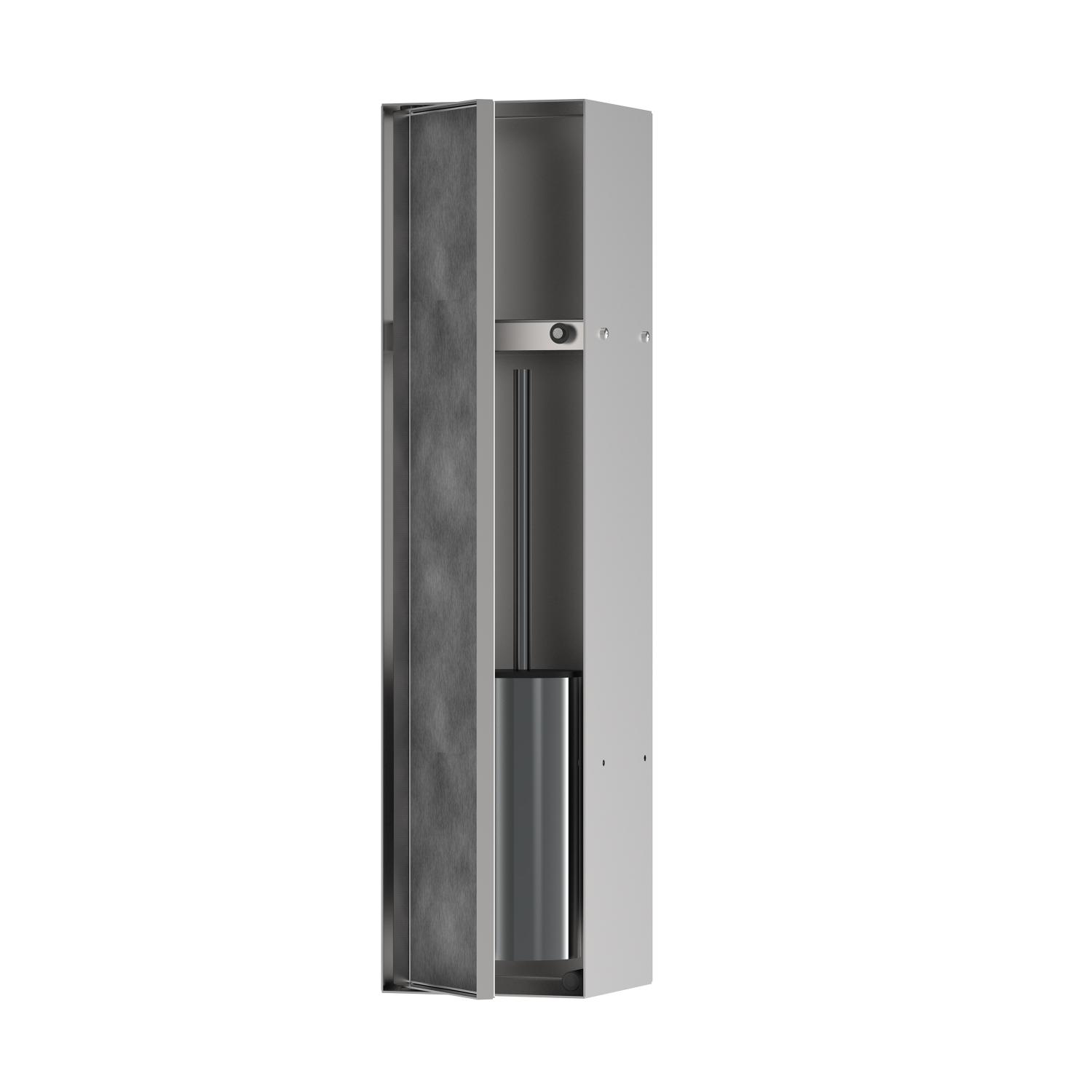 Hansgrohe Dulap incastrat hansgrohe xtrastoris, 595 x 145 x 140 mm, perie wc, polita, usa, otel inoxidabil, mat, otel satinat,