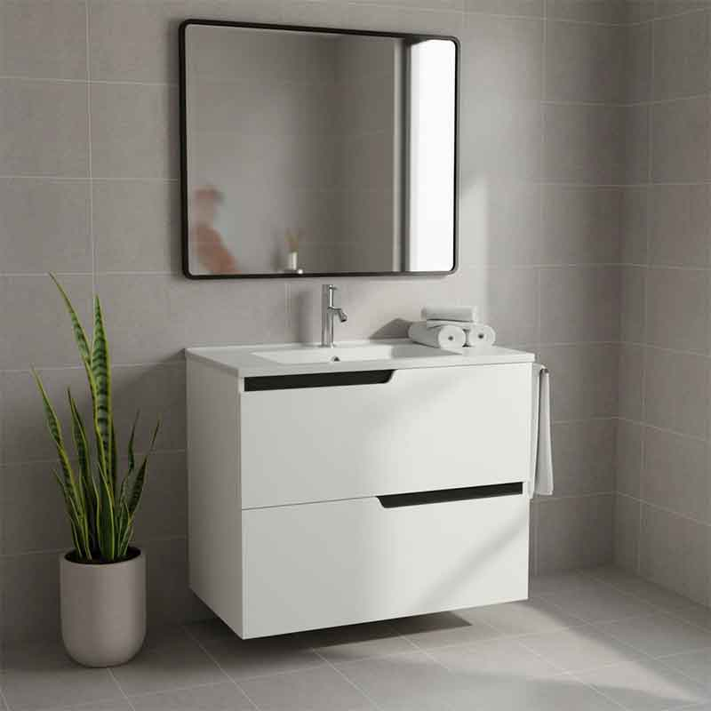 Fluminia Dulap pentru lavoar fluminia bari, suspendat, 60 x 46 x 51 cm, setare, mdf, mat, alb, bari-60 mob alb