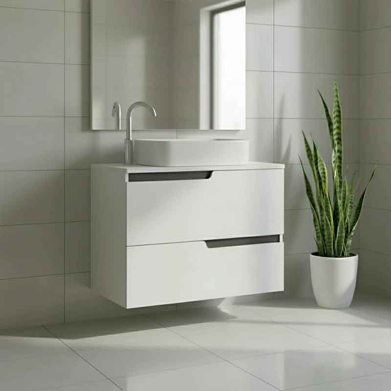 Fluminia Dulap pentru lavoar fluminia bari, suspendat, 60 x 46 x 51 cm, setare, mdf, mat, alb, bari-60 mob+blat alb