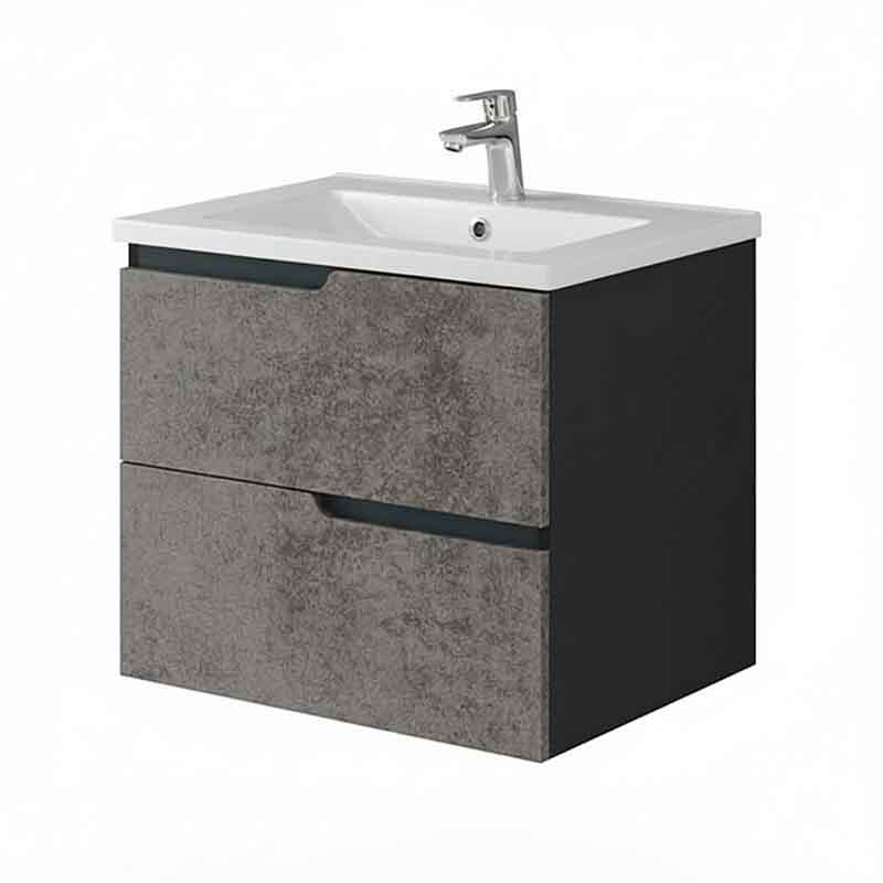 Fluminia Dulap pentru lavoar fluminia bari, suspendat, 60 x 46 x 51 cm, setare, mdf, mat, gri, bari-60 mob grey black