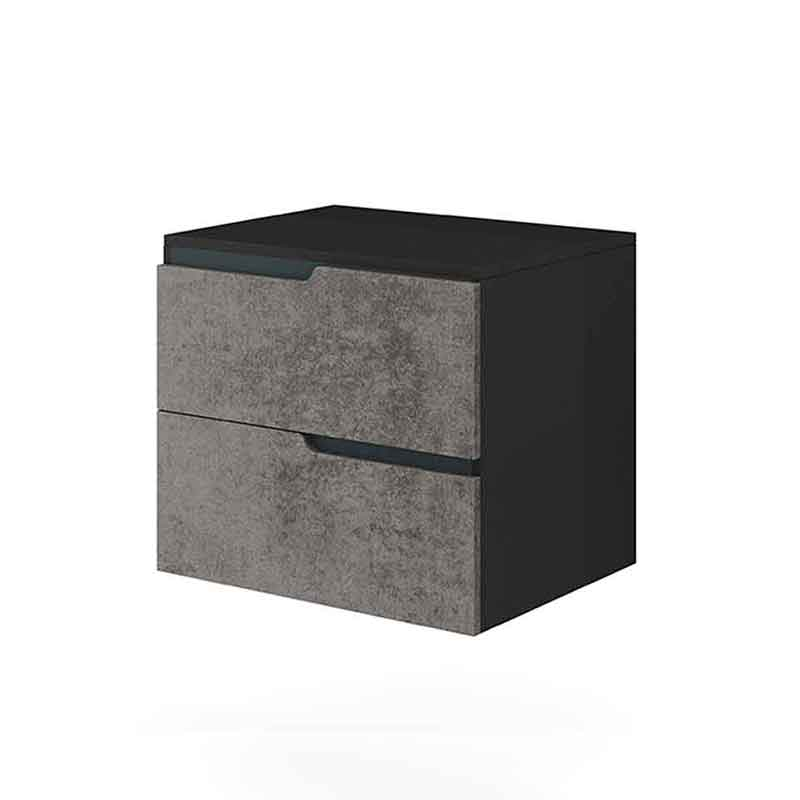 Fluminia Dulap pentru lavoar fluminia bari, suspendat, 60 x 46 x 51 cm, setare, mdf, mat, gri, bari-60 mob+blat grey black