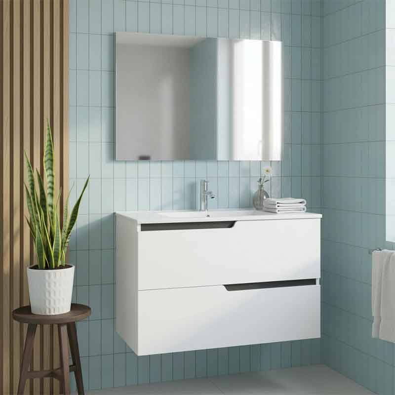 Fluminia Dulap pentru lavoar fluminia bari, suspendat, 80 x 46 x 51 cm, setare, mdf, mat, alb, bari-60 mob alb