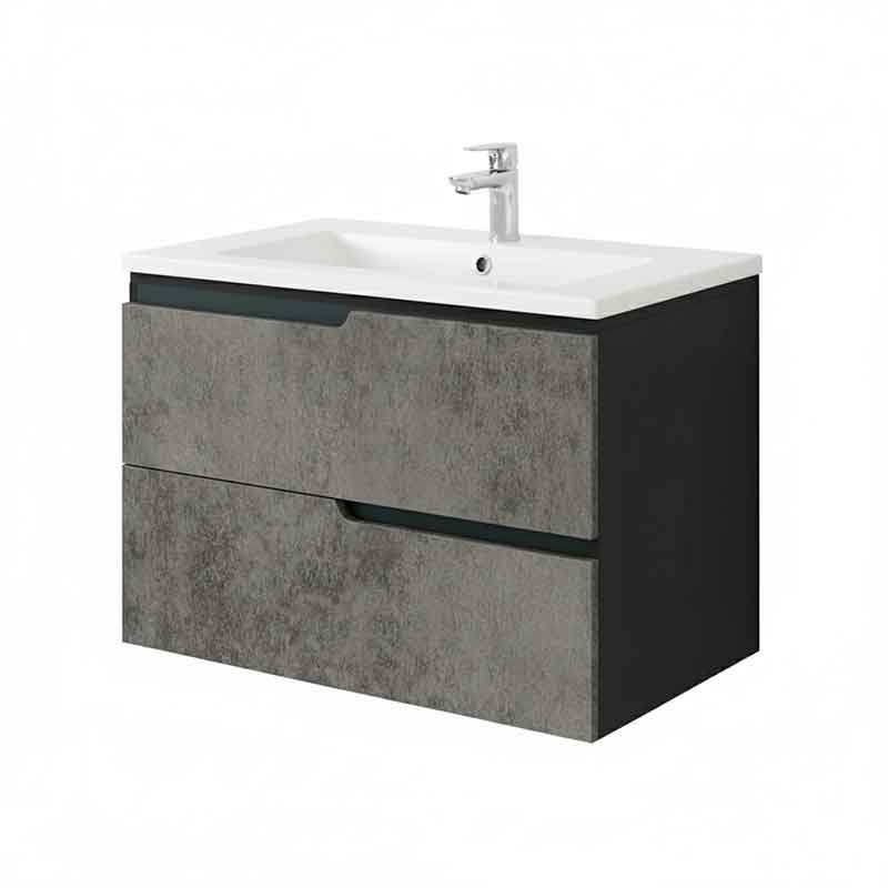 Fluminia Dulap pentru lavoar fluminia bari, suspendat, 80 x 46 x 51 cm, setare, mdf, mat, gri, bari-80 mob grey black