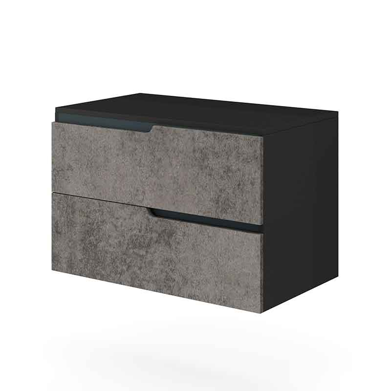 Fluminia Dulap pentru lavoar fluminia bari, suspendat, 80 x 46 x 51 cm, setare, mdf, mat, gri, bari-80 mob+blat grey black