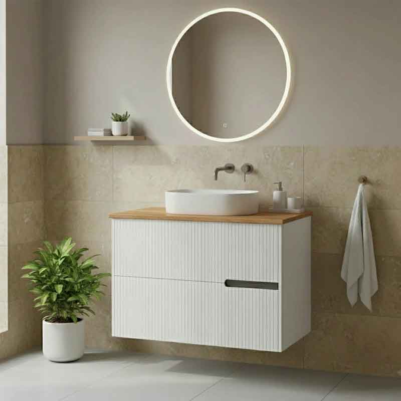 Fluminia Dulap pentru lavoar fluminia malta, suspendat, 80 x 46 x 51 cm, setar, mdf, lucios, alb, malta2-80-r mob alb