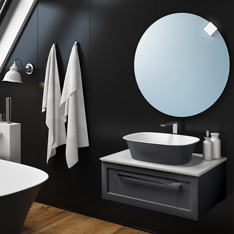 Kolpasan Dulap pentru lavoar kolpasan blanche, suspendat, 75 x 53 x 29 cm, sertar, pentru lavoar pe blat, mat, antracit, 547690
