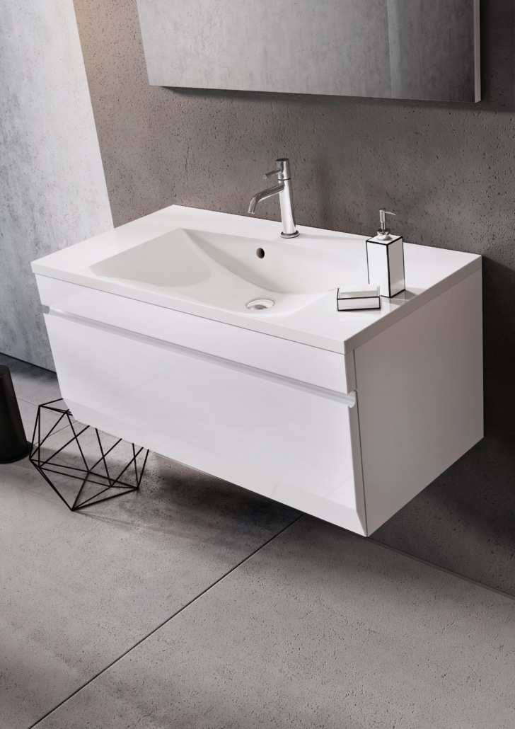Oristo  Dulap pentru lavoar oristo horyzont, suspendat, 90 x 46 x 40 cm, sertar, lucios, alb, 37-sd1s-90-2-v2