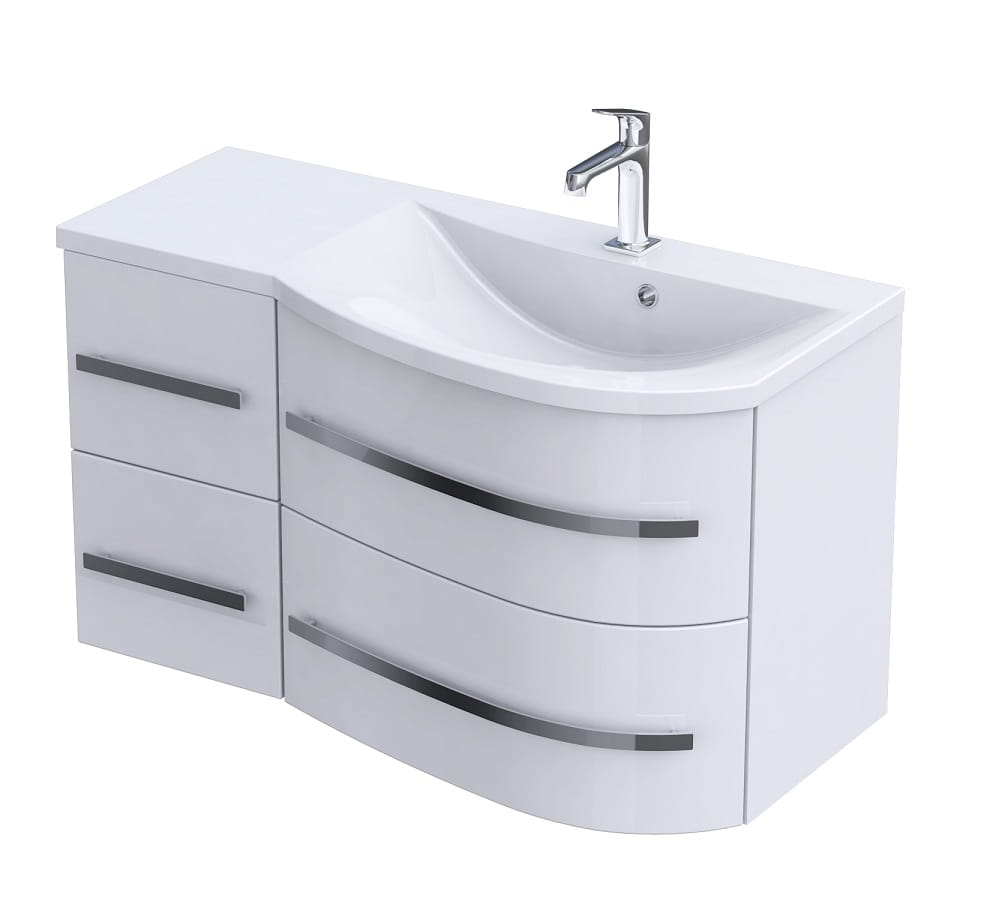 Oristo  Dulap pentru lavoar oristo opal, suspendat, 90 x 44 x 50 cm, sertar, lucios, alb, 30-sd4s-90-1-p