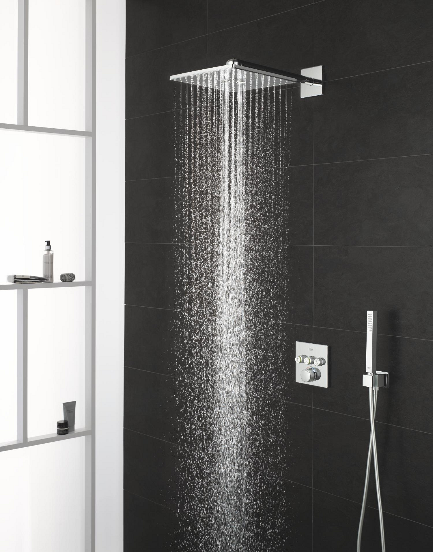 Dus fix Grohe 26479000, 310 mm, 1 bar, 430 mm, 2 pulverizari, 26484000 cod valva incastrata, pivotant, Crom