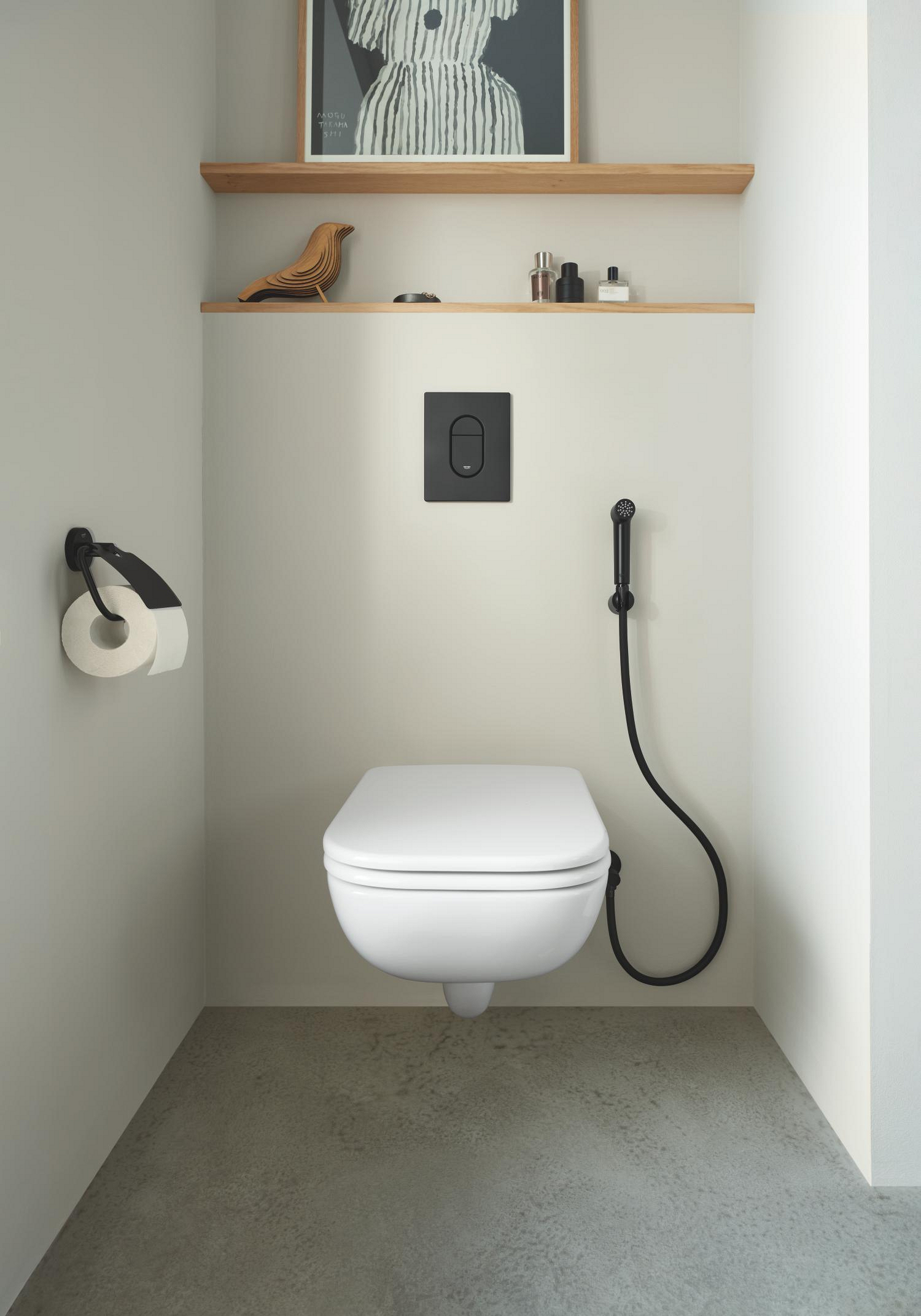 Dus igienic Grohe 1025302431, 1 bar, 36 mm, 1.25 m, 1 functii para dus, 1 orificii instalare, sistem anticalcar, Negru