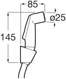 Dus igienic Roca A5B9130NB0, 0.6 bar, 1.25 m, 25 mm, 1 orificii instalare, 1 functii para dus, Negru