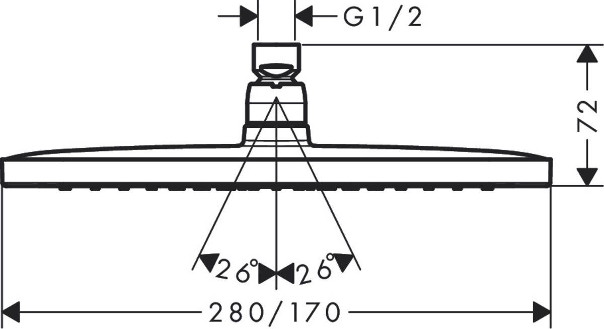 Dux fix Grohe 26257000, 280 mm, 1 bar, 170 mm, 1 pulverizari, 1/2 conexiune instalare, pivotant, Crom