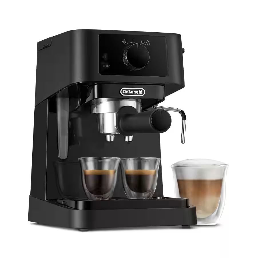 Espressor manual DeLonghi EC230.BK, 1100 W, 15 bar, 1 l, 24 cm, 30 cm, 36 cm, 1 m, 2 cafele simultan, negru