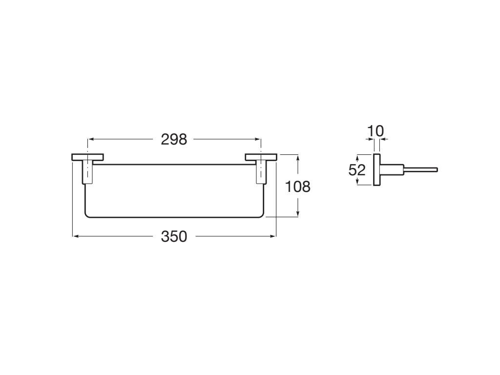 Etajera baie Roca A817888C00, 108 mm, 350 mm, 52 mm, 2 orificii instalare, pe perete, metal, sticla, Crom