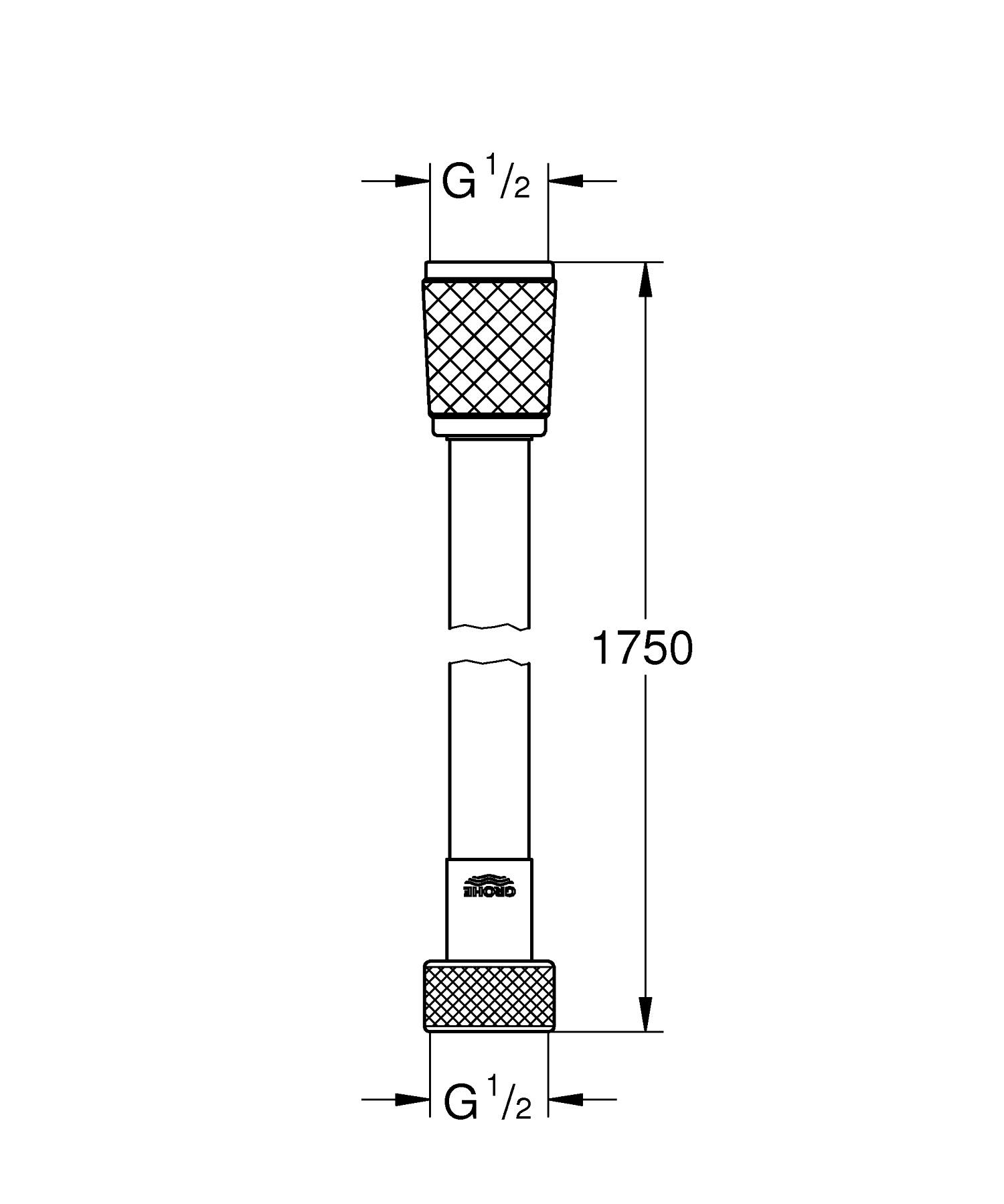 Furtun de dus Grohe 287422432, 1.75 m, 5 bar, 1/2 tip conexiune para dus, 1/2 tip conexiune baterie, Negru