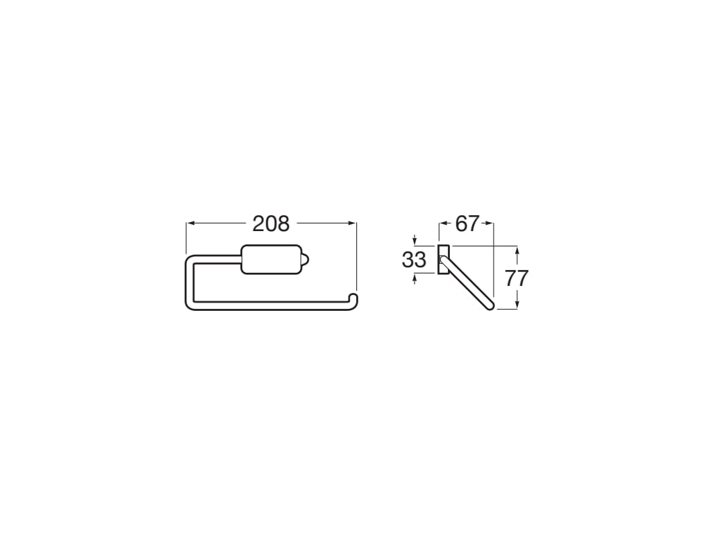 Inel prosop Roca A817728C00, 208 mm, 77 mm, 1 rafturi, 2 orificii instalare, pe perete, metal, inel prosop, Crom