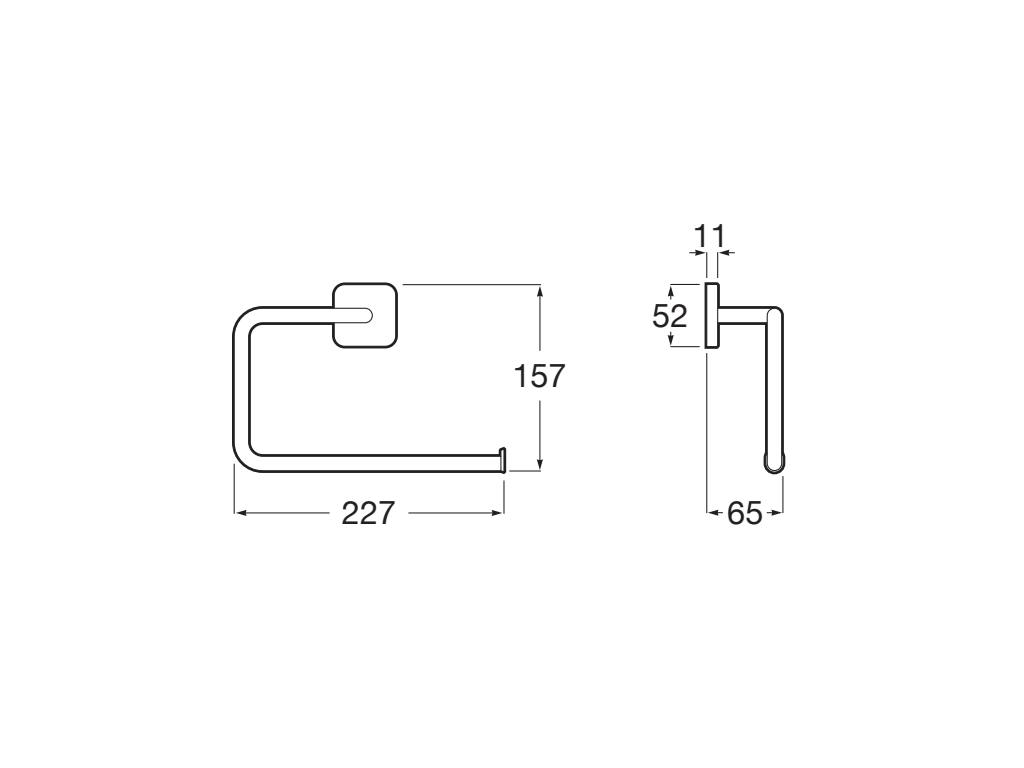 Inel prosop Roca A817886NB0, 227 mm, 157 mm, 1 rafturi, 2 orificii instalare, pe perete, metal, Negru