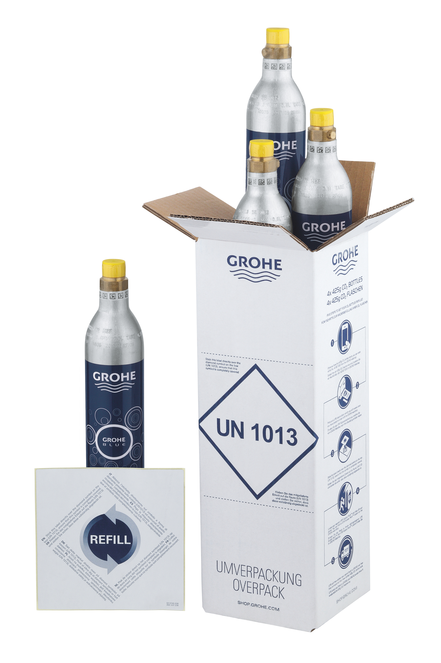 Kit butelii CO2 Grohe 40422000, Blue, seria Blue, gama compatibila blu
