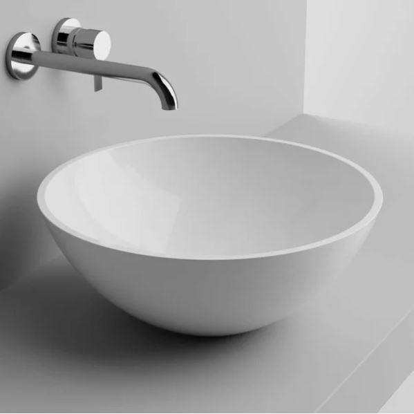 Cast Marble Lavoar cast marble riga low 625453041003, 380 mm, montare pe blat, compozit mineral, alb
