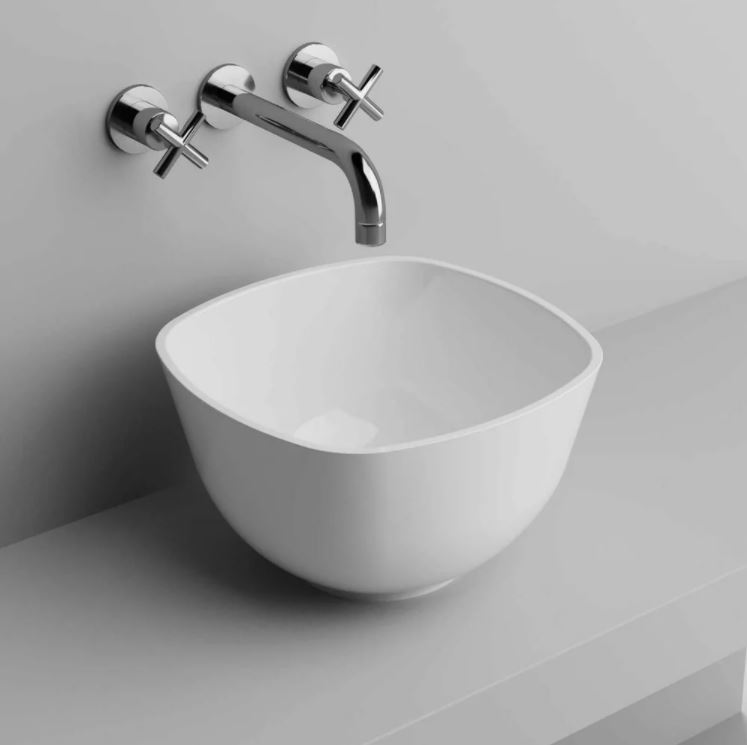 Cast Marble Lavoar cast marble volos 601176041003, 350 x 340 mm, montare pe blat, compozit mineral, alb