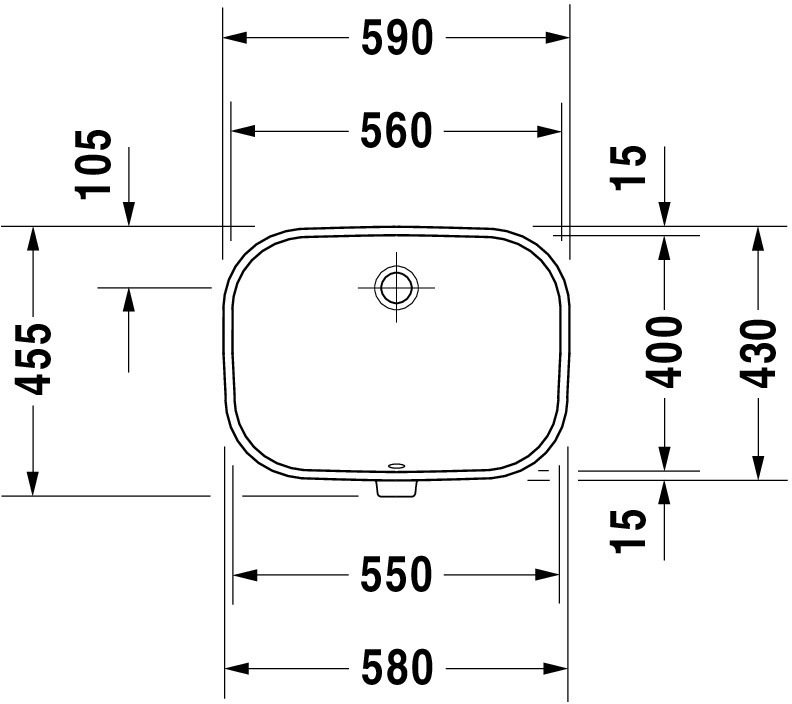 Lavoar Duravit 0338560000, D-Code, montaj sub blat, nr orificii bateri