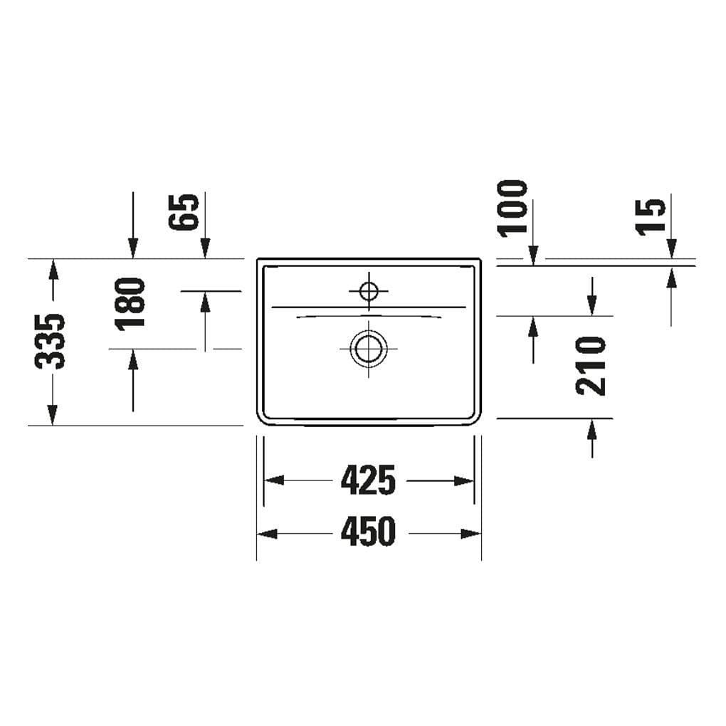 Lavoar Duravit 0738451341, D-Neo, montaj pe perete, zona montaj interi