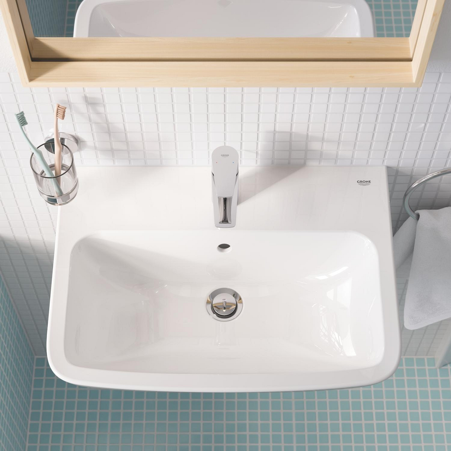 Lavoar Grohe 39949000, 135 mm, 400 mm, 35 mm, 550 mm, 1 cuve, 1 nr orificii baterie, suprafata antiaderent, Alb