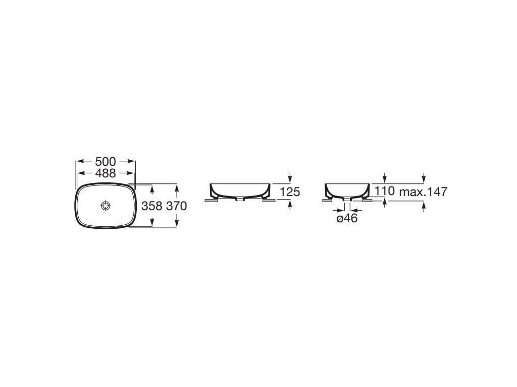 Lavoar Roca A3275L0000, 500 mm, 370 mm, 110 mm, 1 cuve, suprafata antiaderent, pe blat, fara nr orificii baterie, Alb