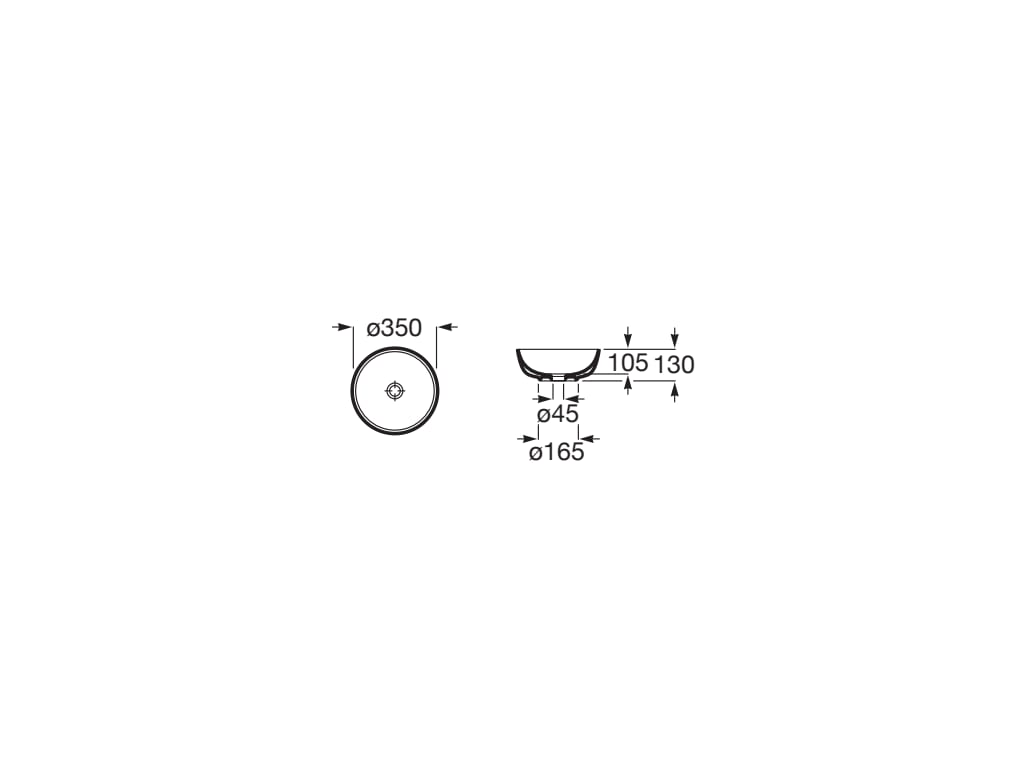 Lavoar Roca A327C12080, 350 mm, 130 mm, 1 cuve, pe blat, fara nr orificii baterie, interior zona montaj, Negru