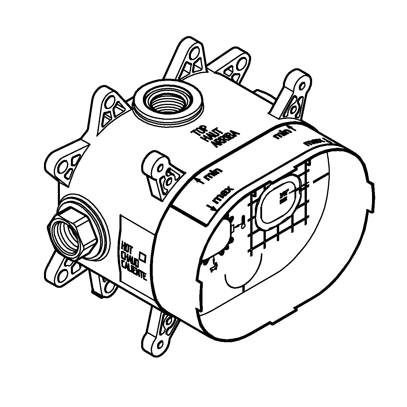 Mixer incastrat Grohe 35026000, 1 bar, 148 mm, 132 mm, 1 functii palarie dus, 2 nr iesiri, compatibil GrohFlex