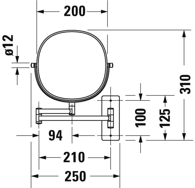 Oglinda cosmetica Duravit 0099121000, D-Code, pivotanta, numar orificii instalare 2, tip instalare pe perete, crom [7]