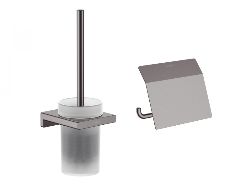 Hansgrohe Pachet 2in1 accesorii baie hansgrohe addstoris, pe perete, perie, suport, mat, antracit, 41752340-1st