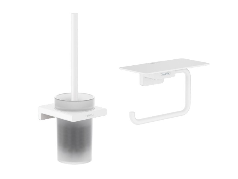 Hansgrohe Pachet 2in1 accesorii baie hansgrohe addstoris, pe perete, perie, suport, mat, alb, 41752700-2st