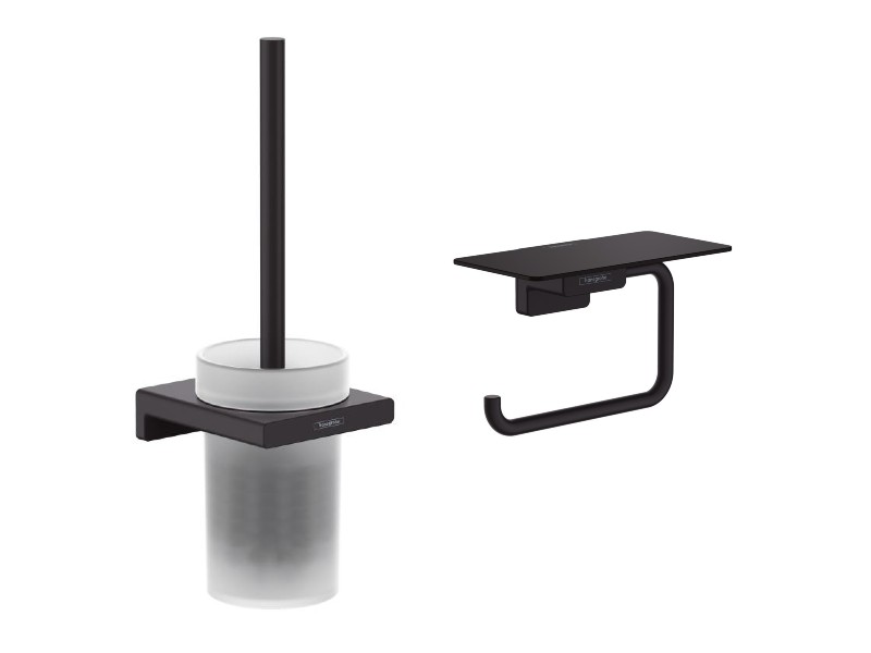 Hansgrohe Pachet 2in1 accesorii baie hansgrohe addstoris, pe perete, perie, suport, mat, negru, 41752670-2st
