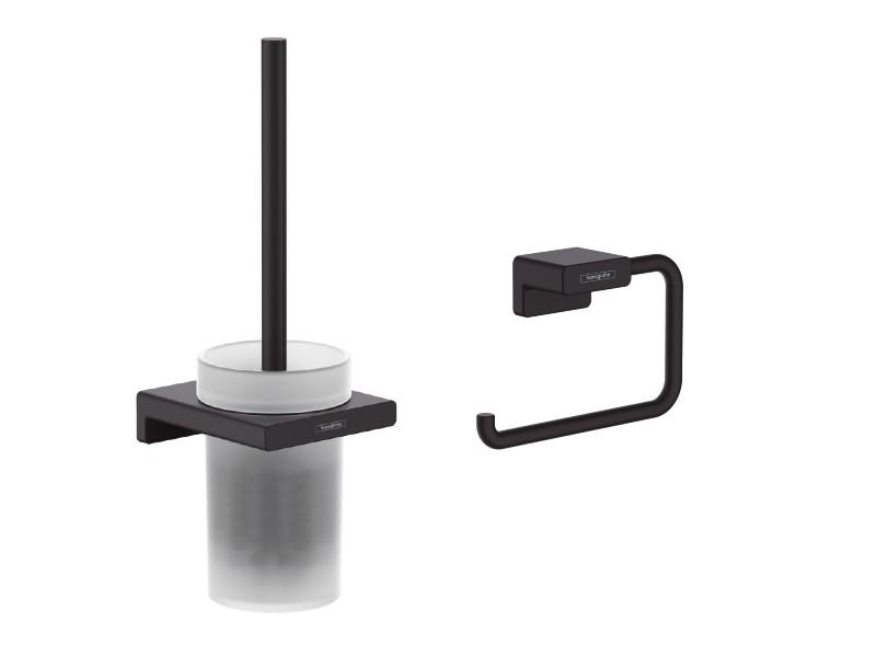 Hansgrohe Pachet 2in1 accesorii baie hansgrohe addstoris, pe perete, perie, suport, mat, negru, 41752670-3st