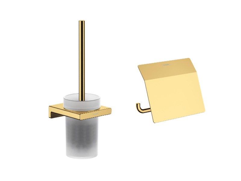 Hansgrohe Pachet 2in1 accesorii baie hansgrohe addstoris, pe perete, perie, suport, lucios, auriu, 41752990-1st