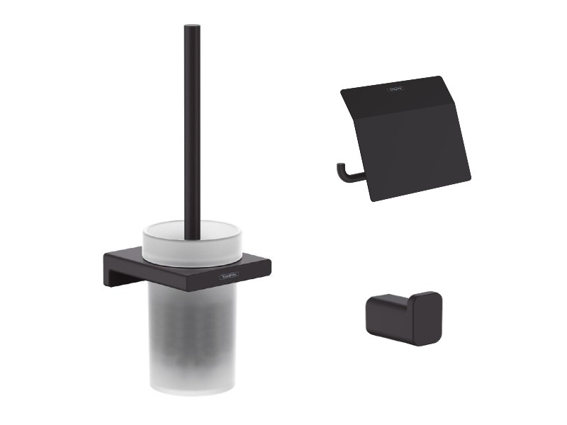Hansgrohe Pachet 3in1 accesorii baie hansgrohe addstoris, pe perete, perie, suport, mat, negru, 41752670-4st