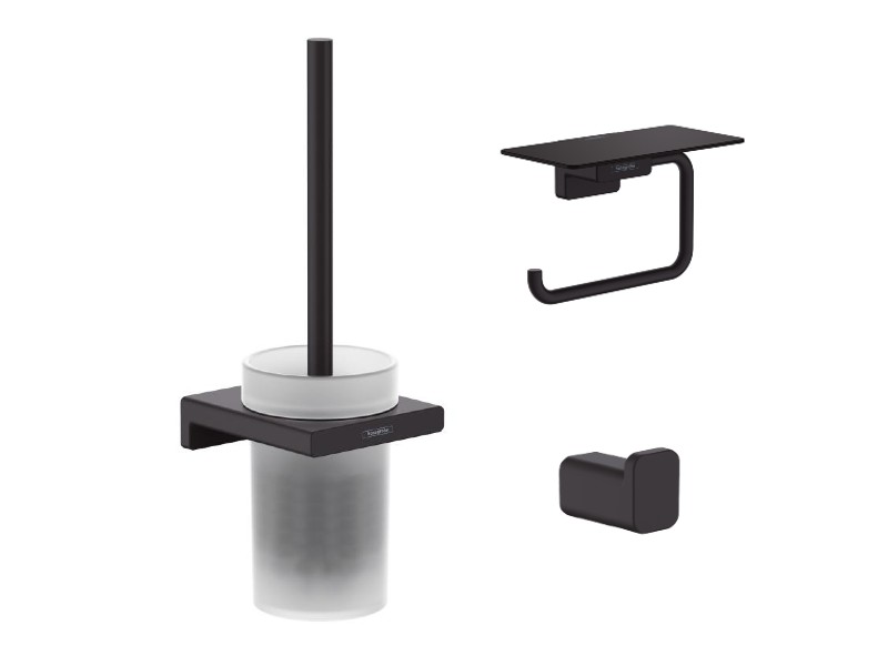 Hansgrohe Pachet 3in1 accesorii baie hansgrohe addstoris, pe perete, perie, suport, mat, negru, 41752670-5st