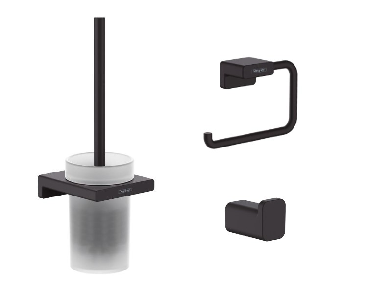 Hansgrohe Pachet 3in1 accesorii baie hansgrohe addstoris, pe perete, perie, suport, mat, negru, 41752670-6st