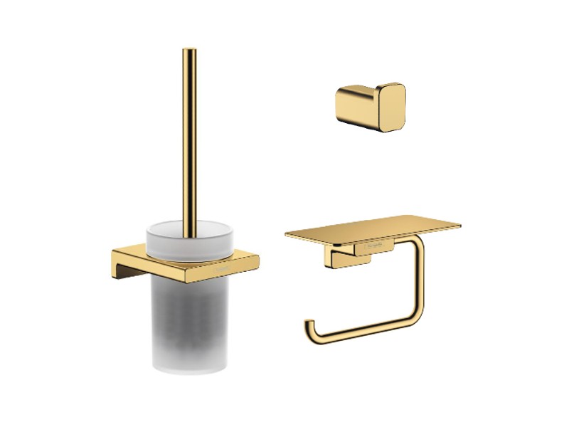 Hansgrohe Pachet 3in1 accesorii baie hansgrohe addstoris, pe perete, perie, suport, lucios, auriu, 41752990-5st