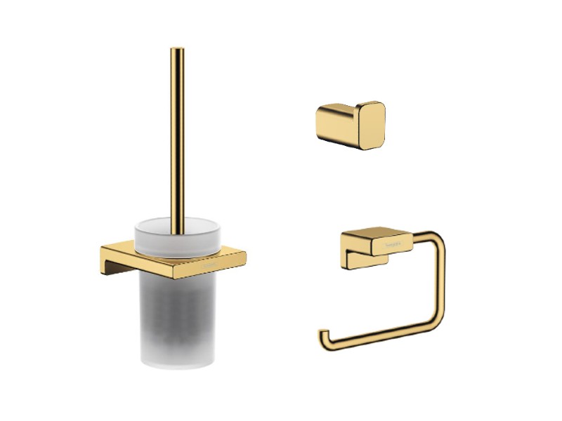 Hansgrohe Pachet 3in1 accesorii baie hansgrohe addstoris, pe perete, perie, suport, lucios, auriu, 41752990-6st