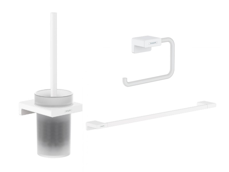 Hansgrohe Pachet 3in1 accesorii baie hansgrohe addstoris, pe perete, perie, suport, mat, alb, 41752700-9st