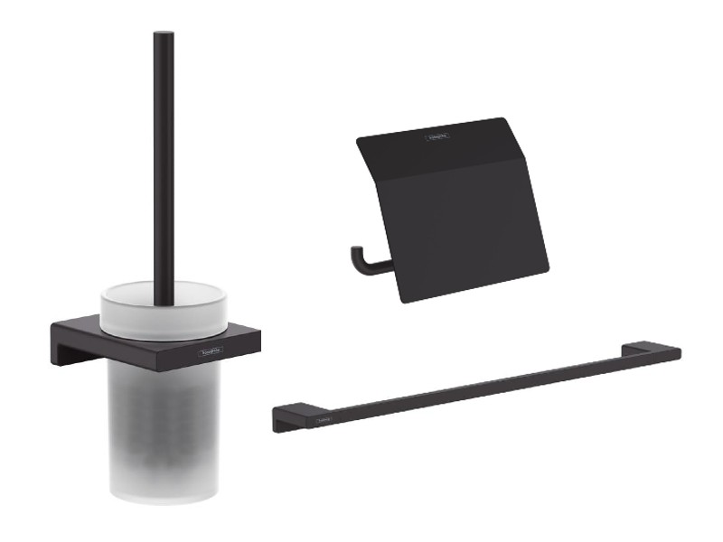 Hansgrohe Pachet 3in1 accesorii baie hansgrohe addstoris, pe perete, perie, suport, mat, negru, 41752670-7st
