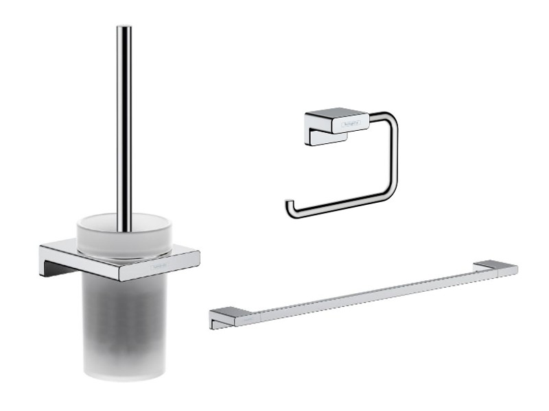 Hansgrohe Pachet 3in1 accesorii baie hansgrohe addstoris, pe perete, perie, suport, crom ,41752000-9st