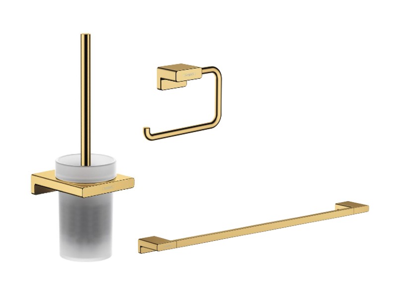 Hansgrohe Pachet 3in1 accesorii baie hansgrohe addstoris, pe perete, perie, suport, lucios, auriu, 41752990-9st