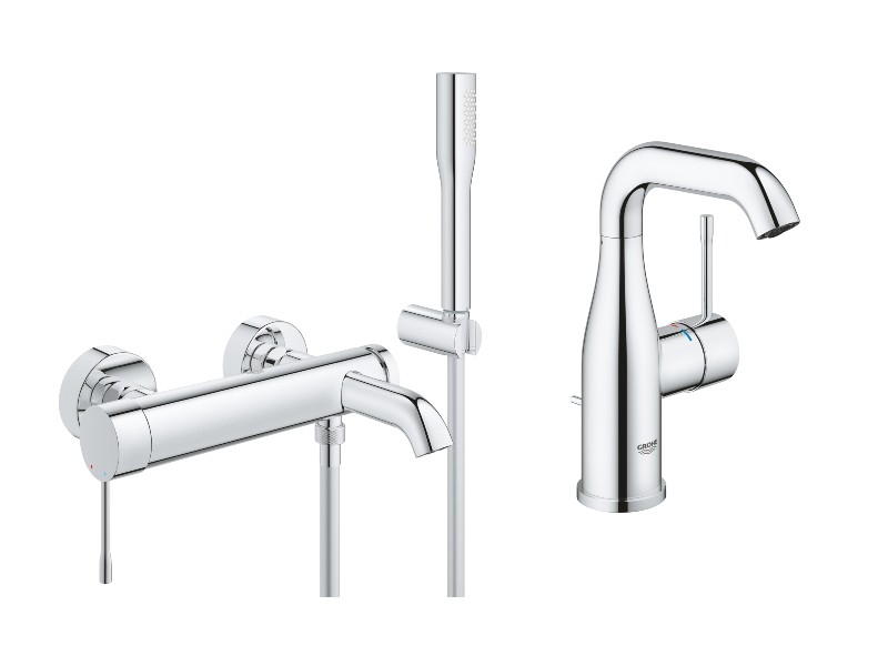 Grohe Pachet 3in1 cada grohe essence, aparenta, set dus, baterie lavoar m, crom, 25249001-2st
