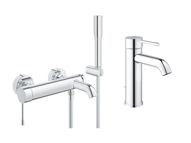 Grohe Pachet 3in1 cada grohe essence, aparenta, set dus, baterie lavoar s, crom, 25249001-3st