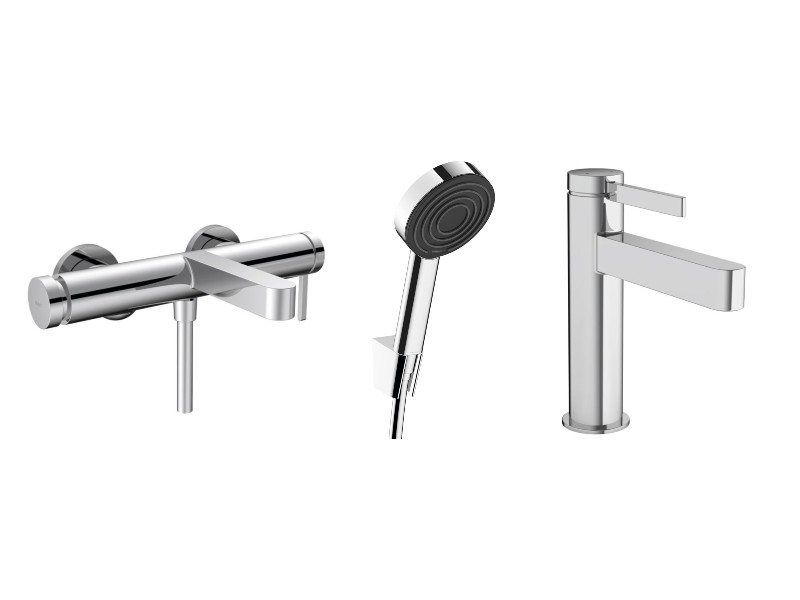 Hansgrohe Pachet 3in1 cada hansgrohe finoris, aparenta, set dus, 1 functie, baterie lavoar m, crom, 76420000-3st